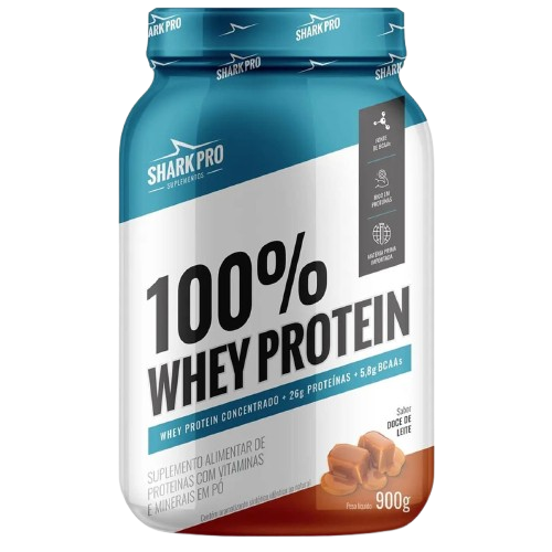 Whey Protein 100% Whey Pote 900g Sabor Doce De Leite - Shark Pro