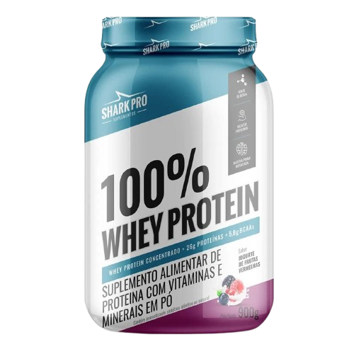 Whey Protein 100% Shark Pro - Sabor Iogurte Frutas Vermelhas 900g