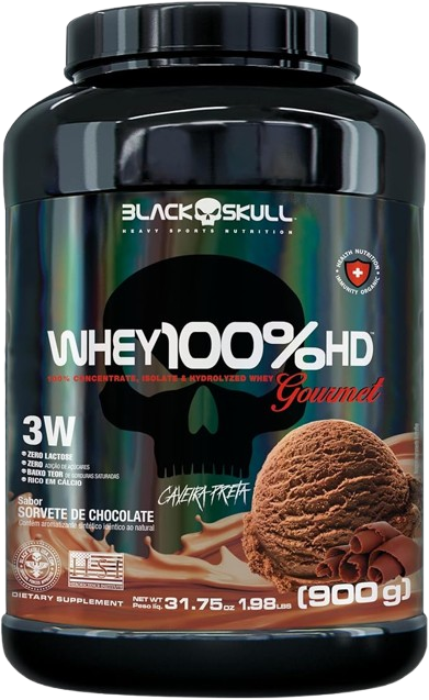 WHEY 100% HD GOURMET - BLACK SKULL SABOR SORVETE DE CHOCOLATE 900G