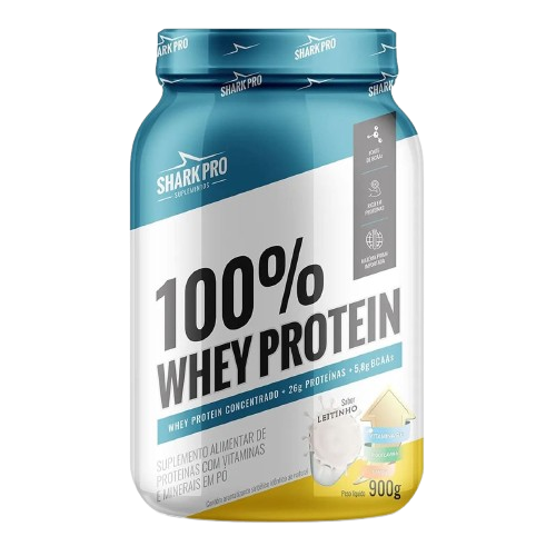 100% WHEY PROTEIN 900G LEITINHO - SHARK PRO