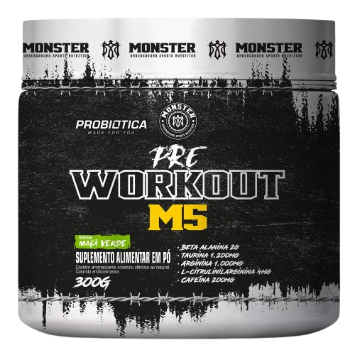 Pre Treino 300g Probiotica maçã verde as Pré Workout Monster M5
